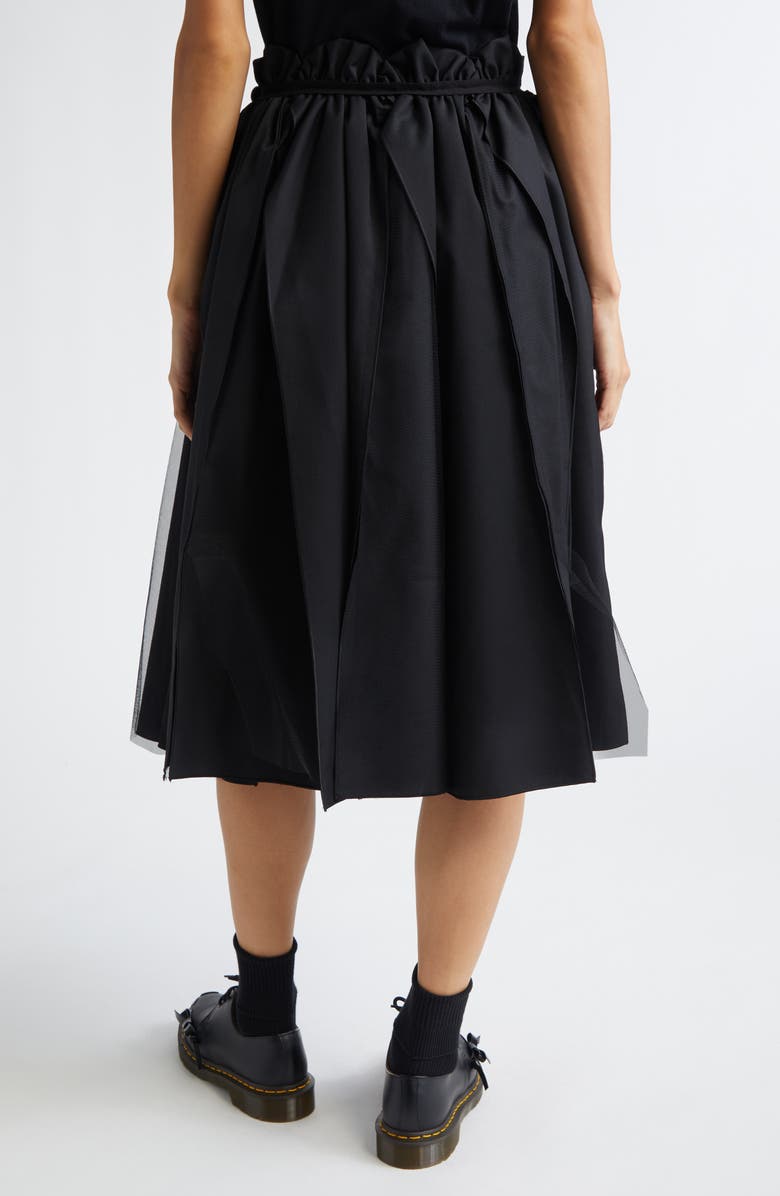 Tao Comme des Garçons Yarn Dyed Gabardine & Tulle Midi Skirt, Alternate, color, Black