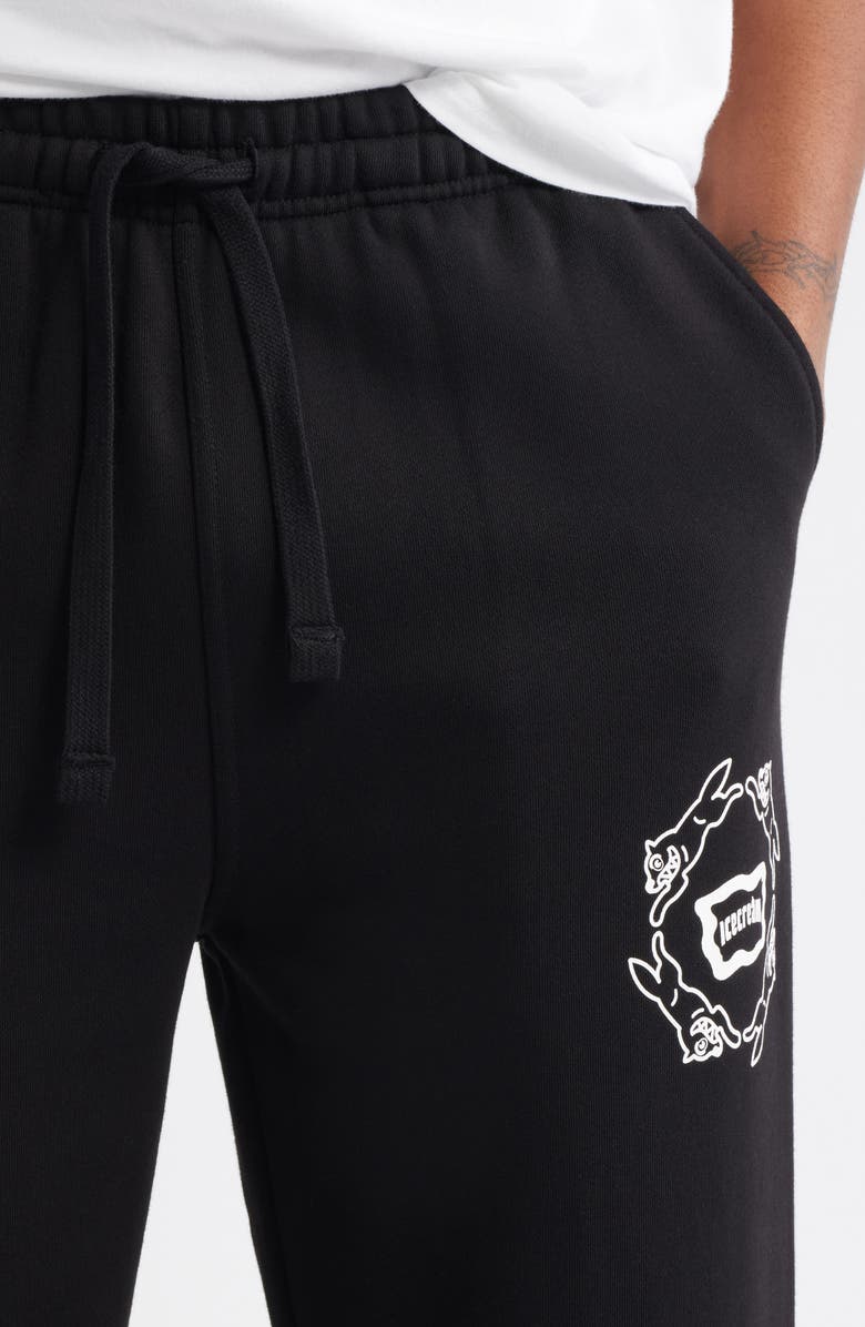 ICECREAM Vertical Logo Cotton French Terry Graphic Sweatpants, Alternate, color, Black