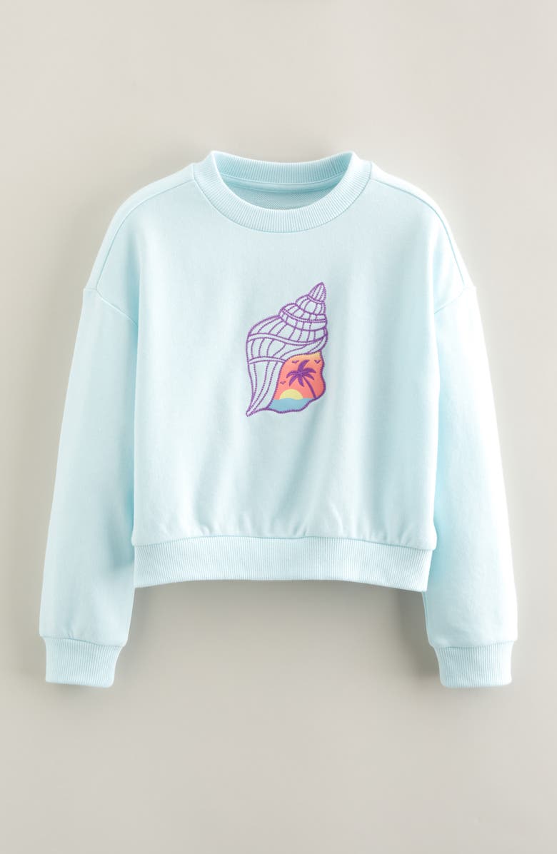 Tucker + Tate Kids' Seashell Embroidered Graphic Sweatshirt, Main, color, Blue Saltwater Seashell Beach