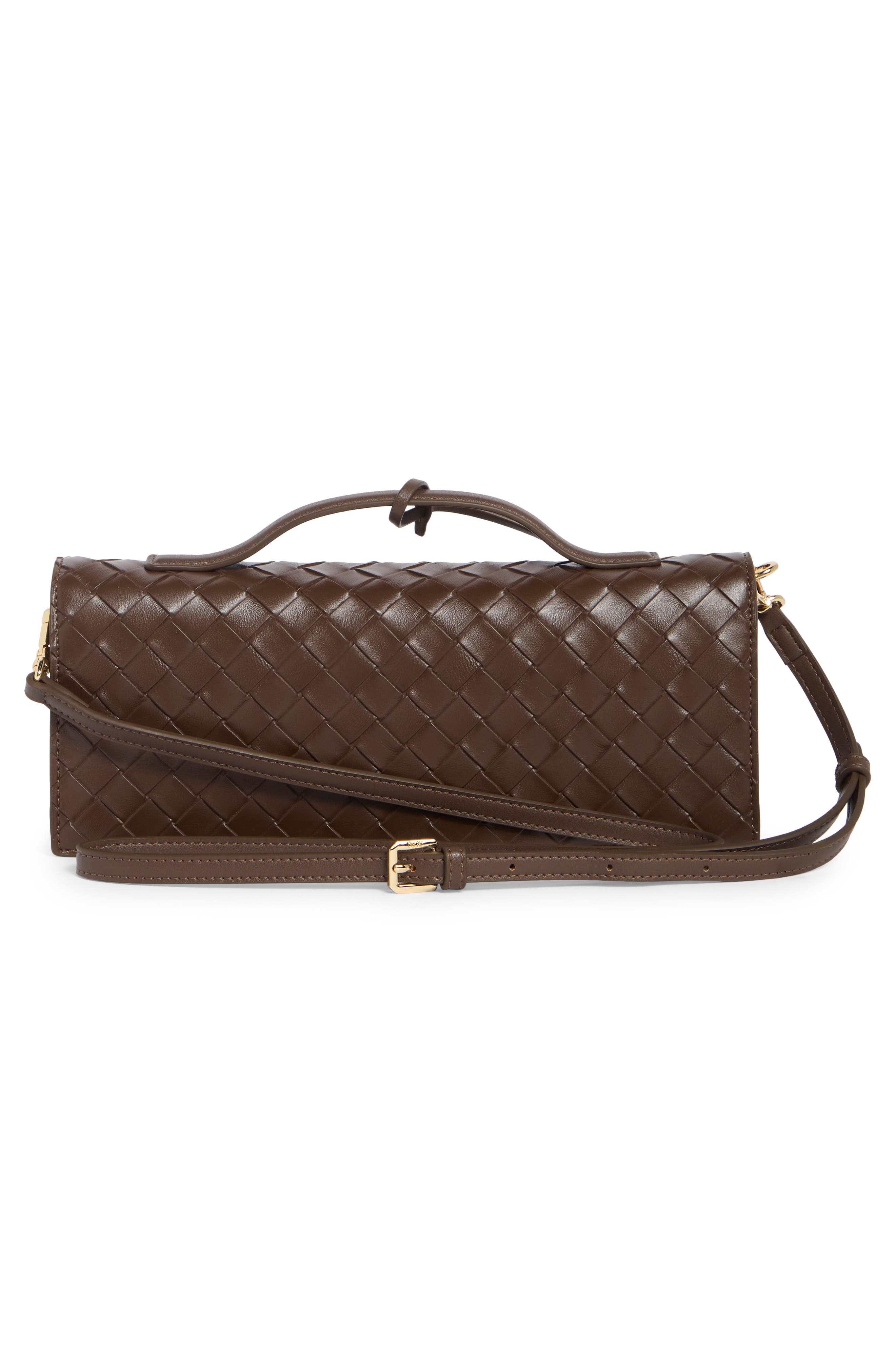 Celeste Woven Faux Leather Envelope Clutch, Alternate, color, MOCHA BROWN