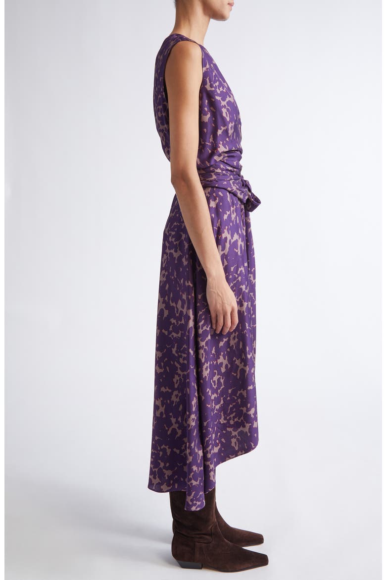 Penny Print Silk High-Low Maxi Dress, Alternate, color, DEEP MAUVE TORTOISE