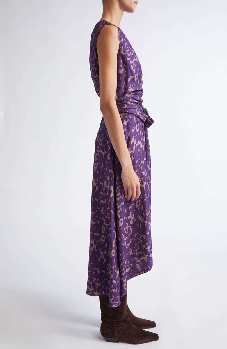 Altuzarra Penny Print Silk High-Low Maxi Dress, Alternate, color, Deep Mauve Tortoise