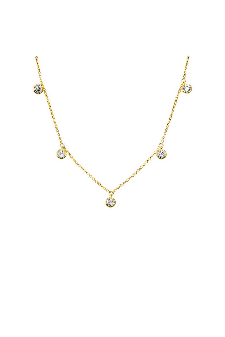 Mini Multi CZ Bezel Dangling Charm Necklace, Main, color, Gold