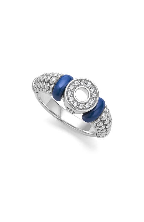 Blue Caviar Ceramic Diamond Ring