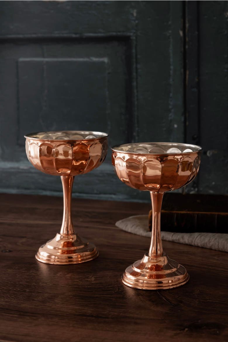 Vintage-Inspired Copper Coupe Glasses, Alternate, color, Copper