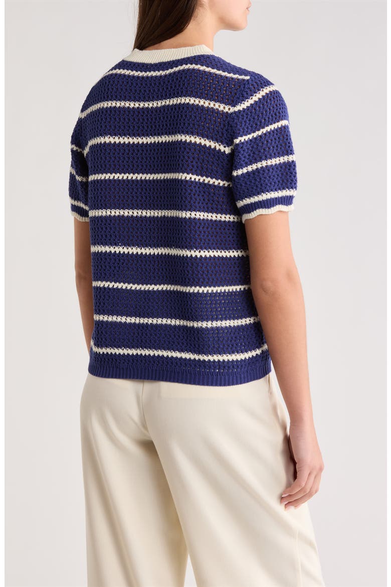 Dannah Stripe Open Knit Sweater, Alternate, color, NAVY-CREAM