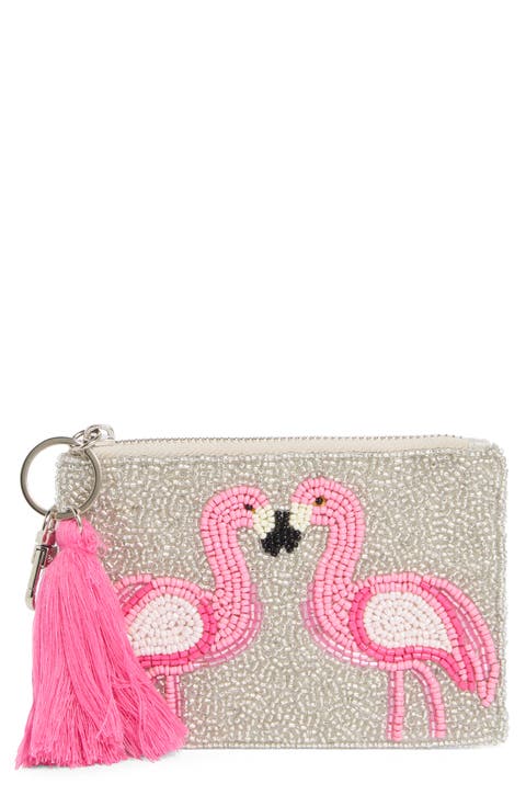 Beaded Flamingo Coin Purse