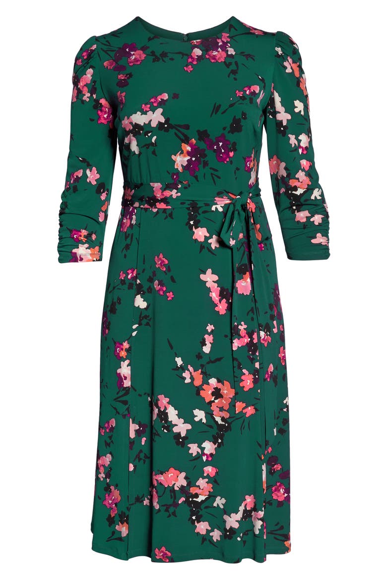 Floral Print Midi Dress, Alternate, color, GREEN