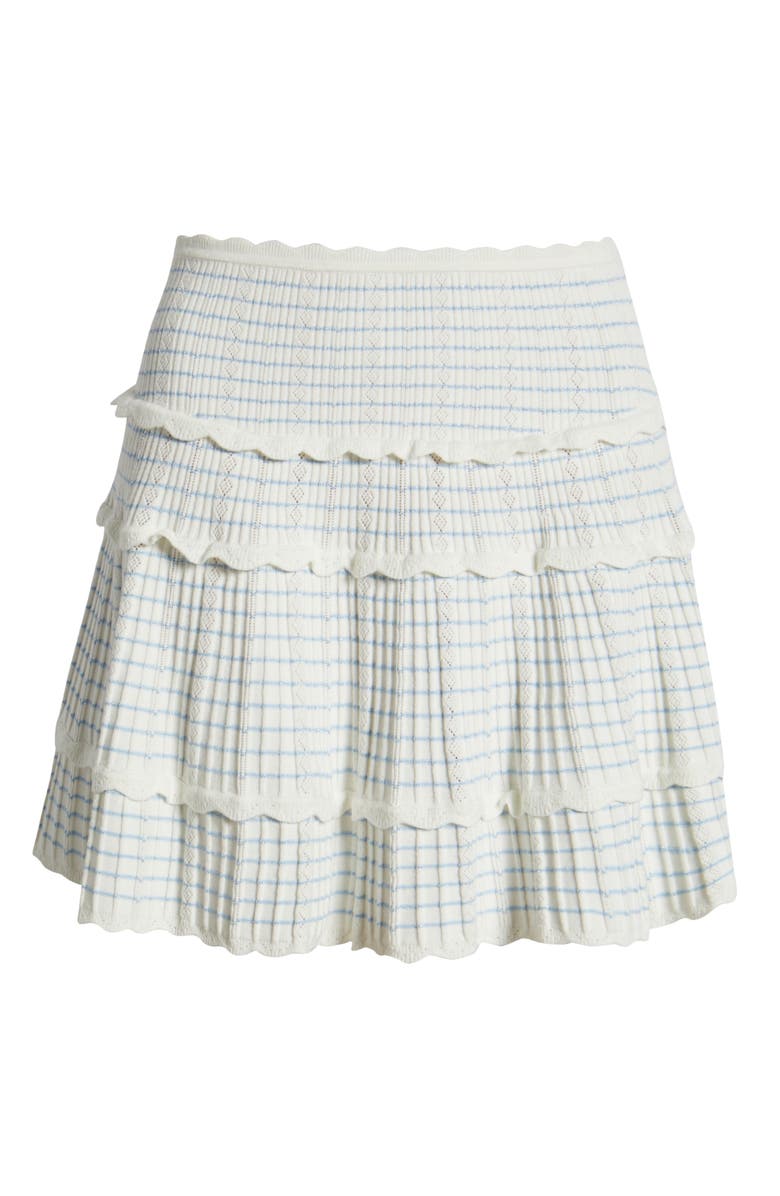 LoveShackFancy Colella Stripe Pointelle Tiered Miniskirt, Alternate, color, Sailor Stripes