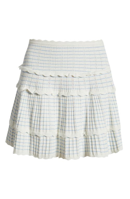 Loveshackfancy Colella Stripe Pointelle Tiered Miniskirt In Blue
