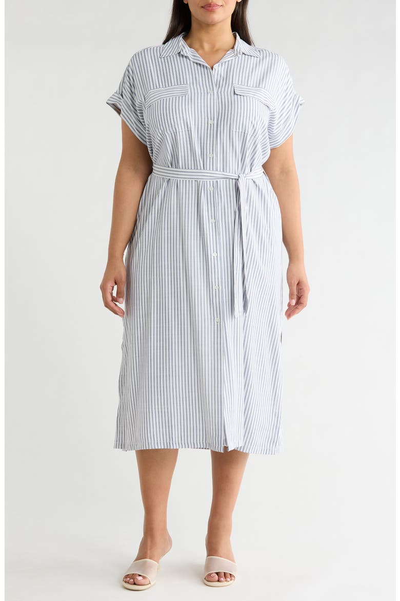 Short Sleeve Belted Maxi Shirtdress, Main, color, INDCRTAS