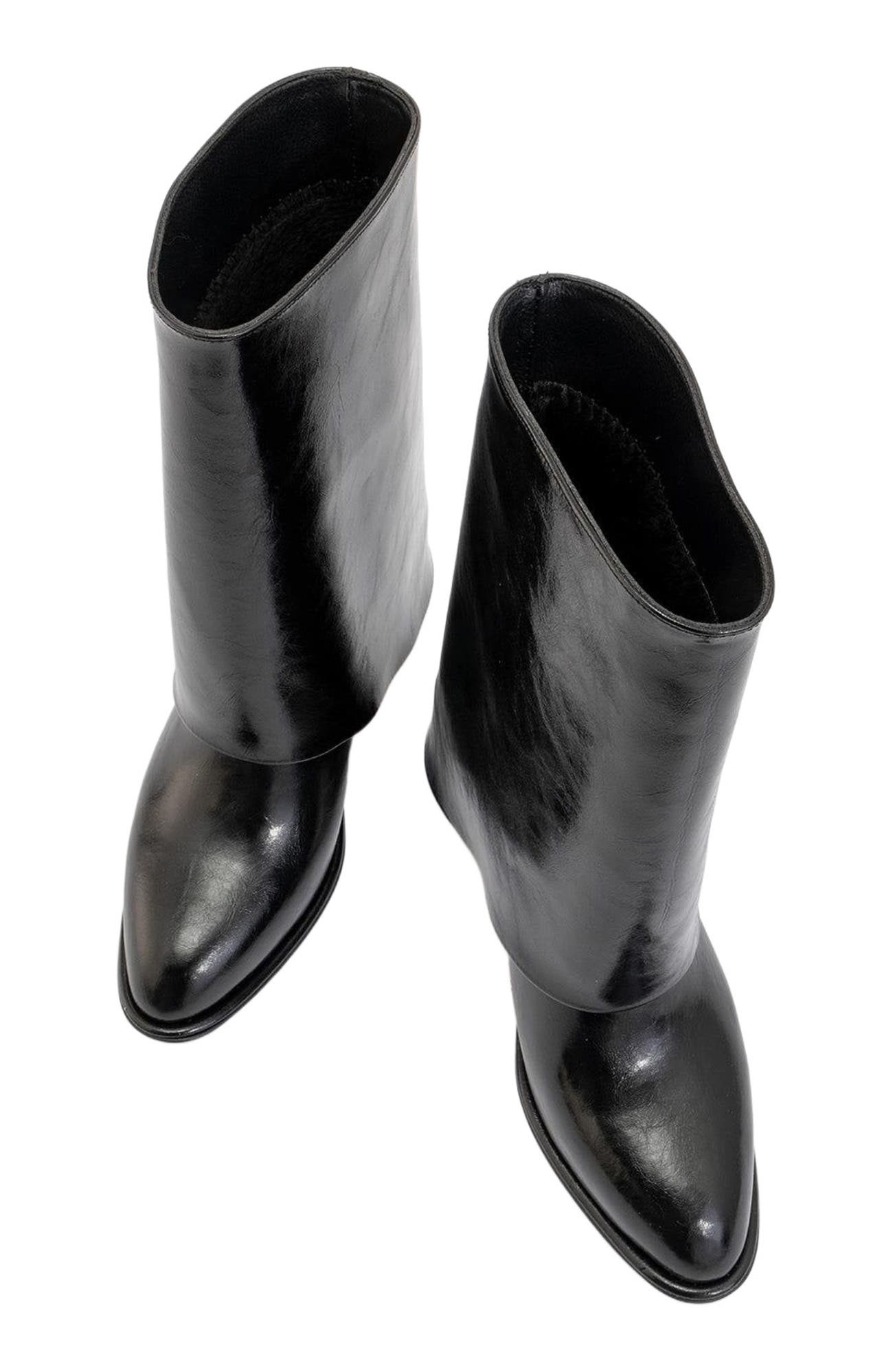 Prologue Shoes Ellas Chunky Heel Boot, Alternate, color, Black Faux Leather
