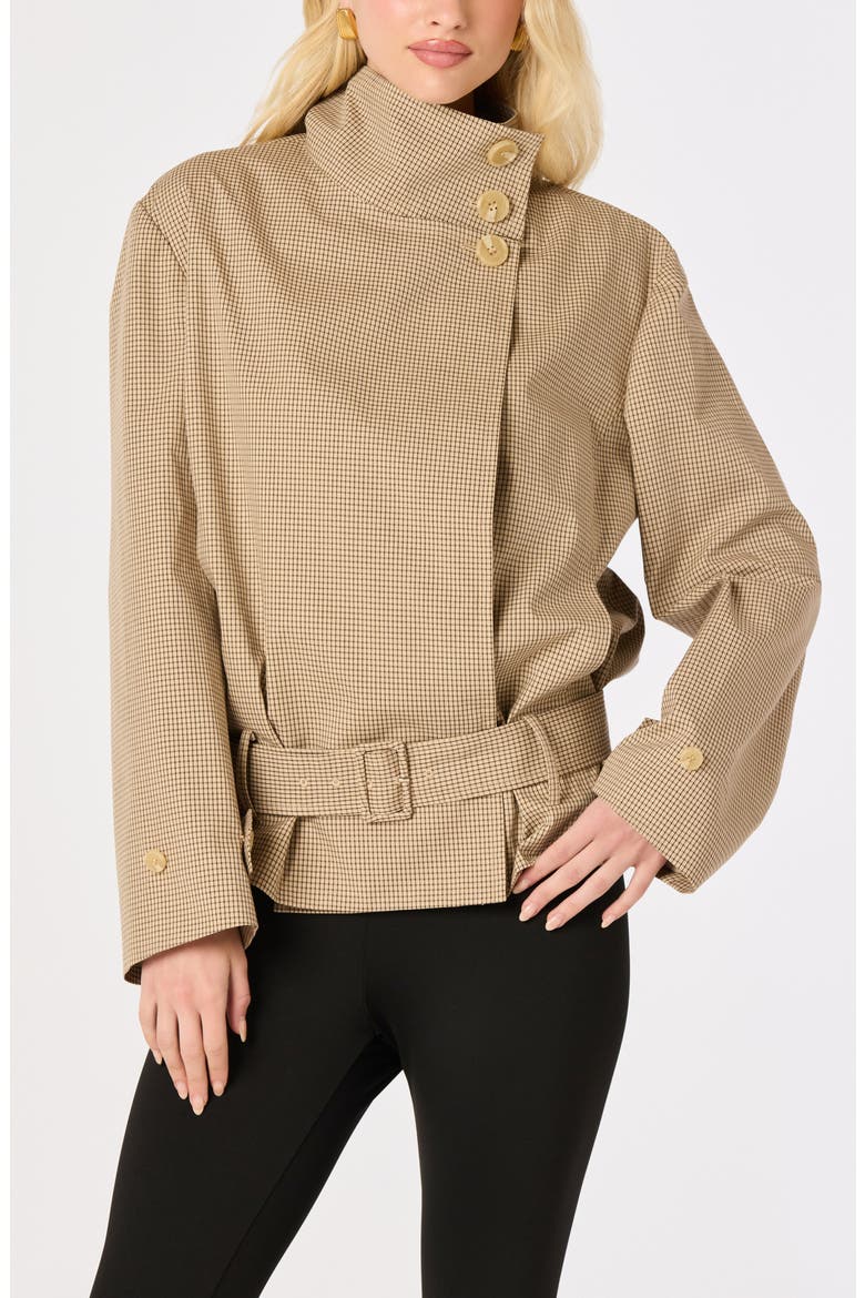 Gael Plaid Belted Jacket, Main, color, TAN PLAID