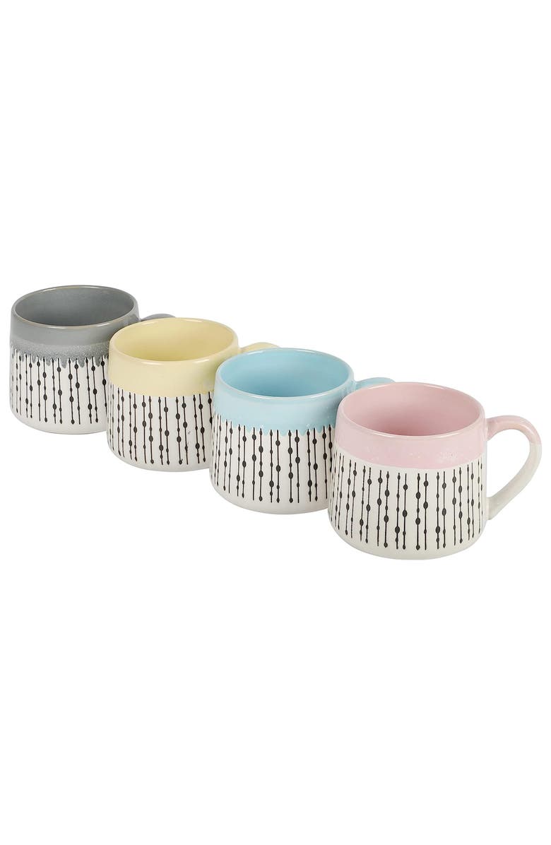 Gibson Home Morning Mist 4 Piece 15 Ounce Stoneware Belly Mug Set, Alternate, color, White