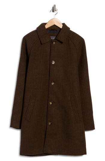 Slate & Stone Raglan Overcoat In Brown Houndstooth