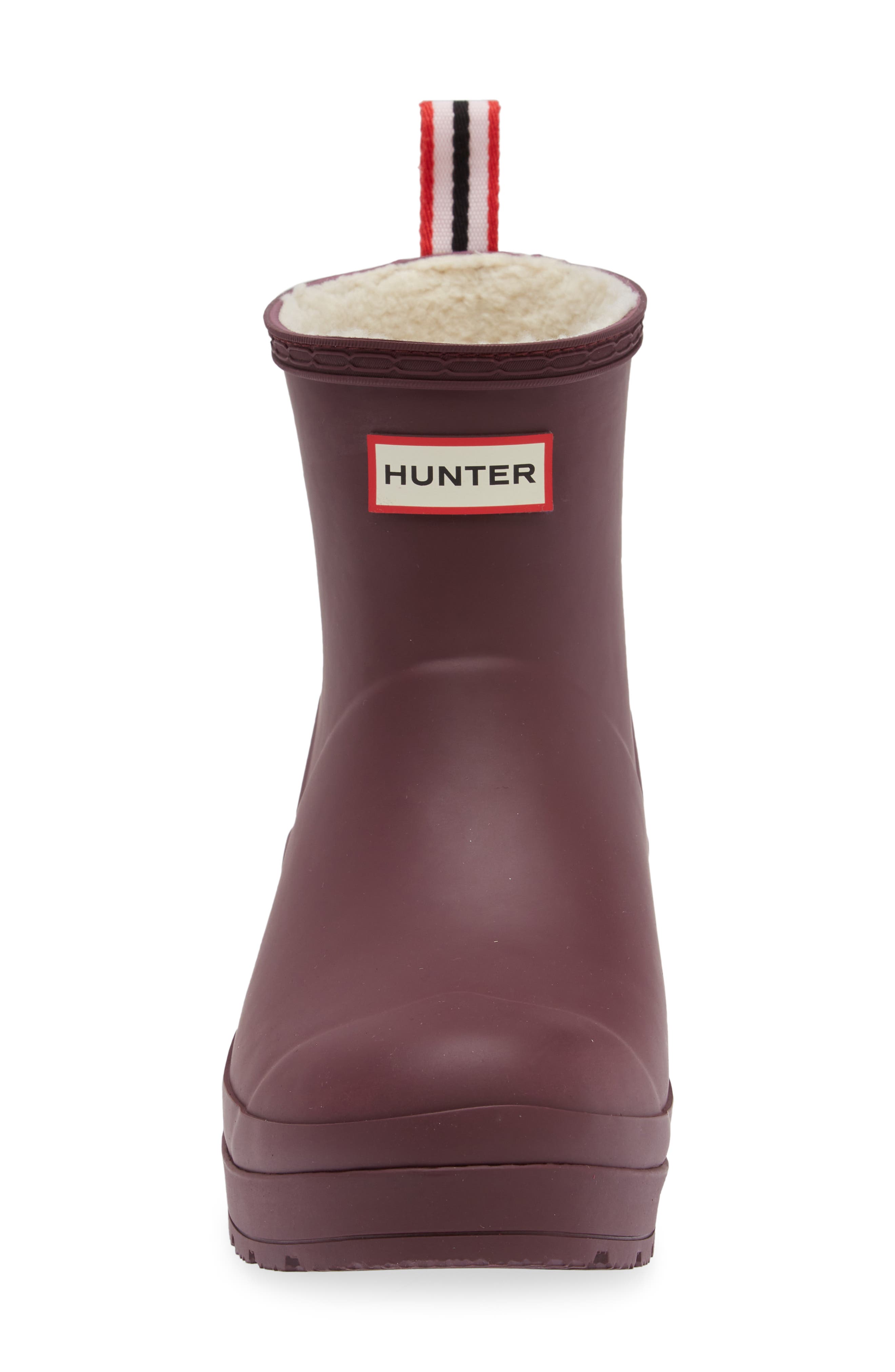 Play Short Faux Shearling Lined Waterproof Rain Boot, Alternate, color, DARK RED 600