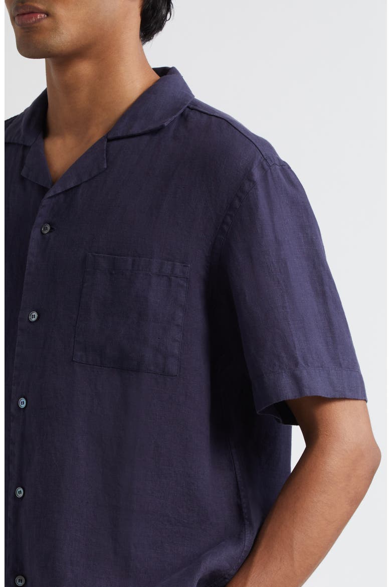 Linen Camp Shirt, Alternate, color, NAVY