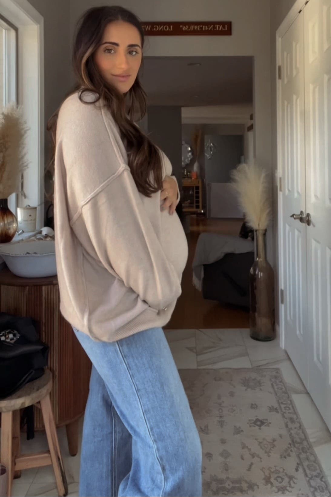 Oversized Crewneck Melange Knit Sweater - image 2