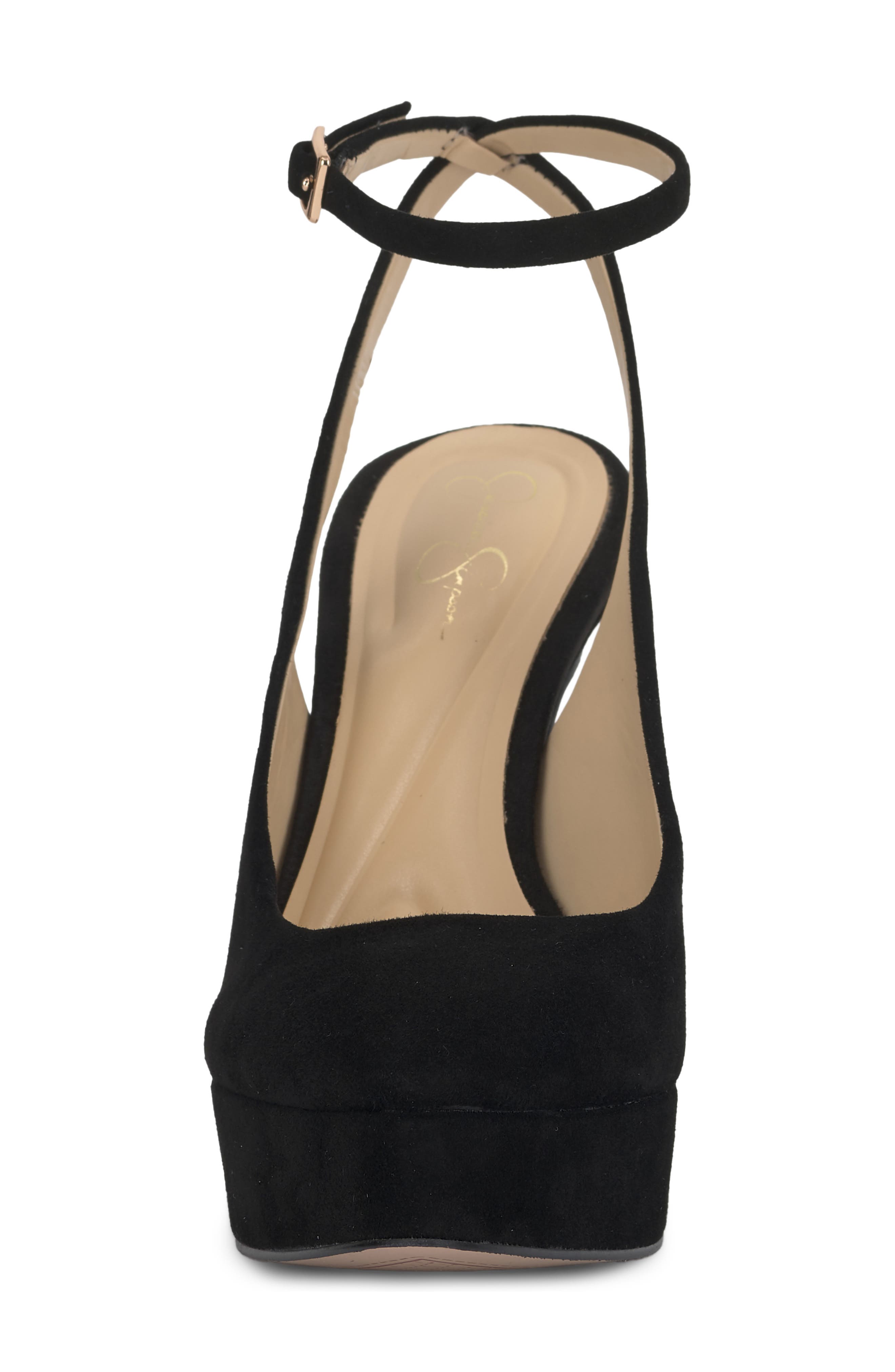 Nelica Ankle Strap Platform Pointed Toe Pump, Alternate, color, BLACK