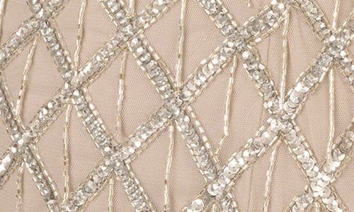 Aidan Mattox By Adrianna Papell Beaded Halter Column Gown In Silver