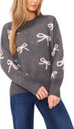 CeCe Bow Jacquard Crewneck Sweater