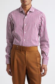 ISAIA Rigato Stripe Poplin Button-Up Shirt