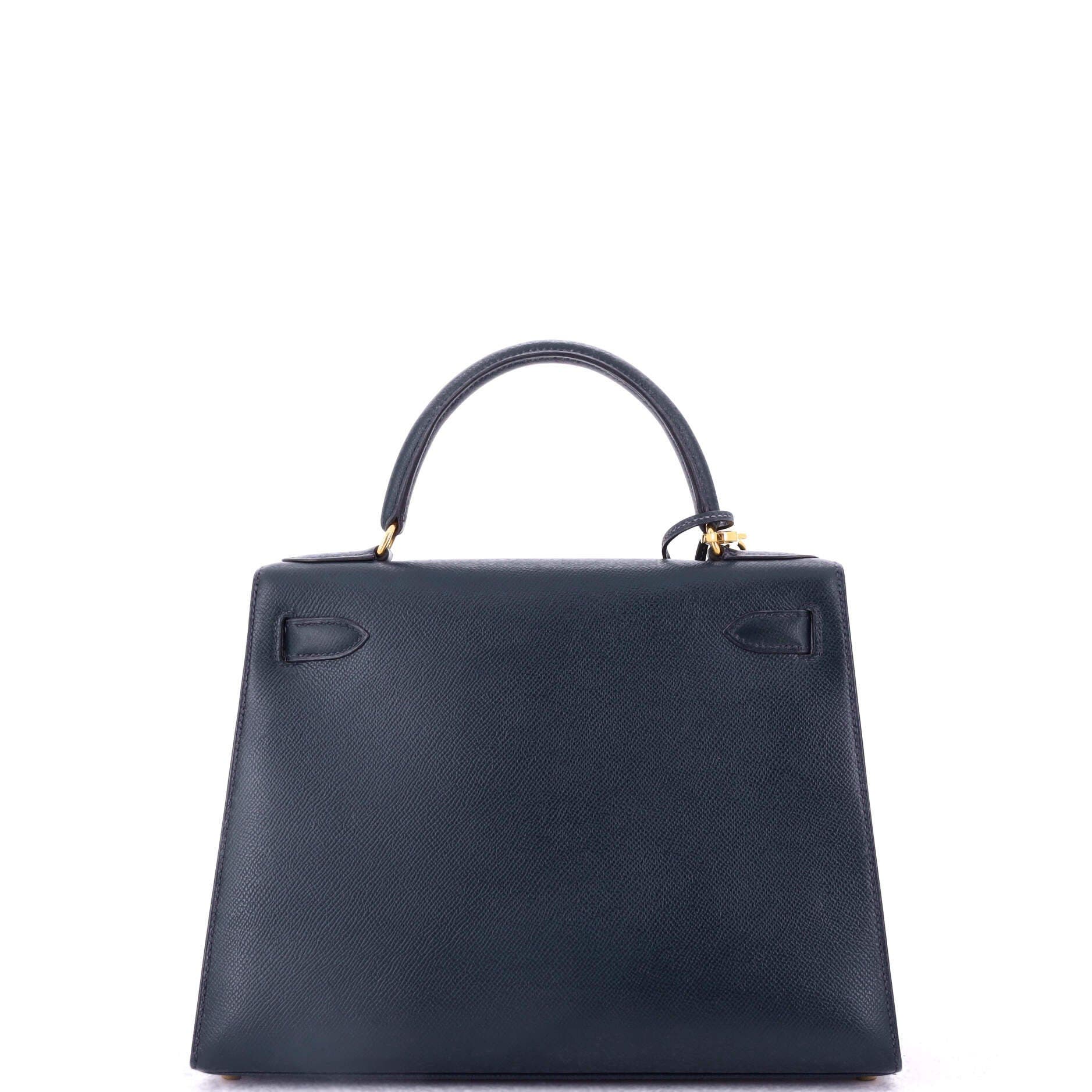 Pre-Owned Hermes Kelly Handbag Blue Courchevel with Gold Hardware 28, Alternate, color, 