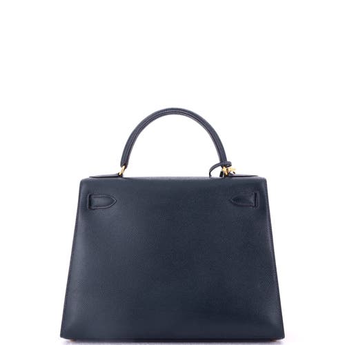 Pre-owned Hermes  Hermes Kelly Handbag Blue Courchevel With Gold Hardware 28 In Blue