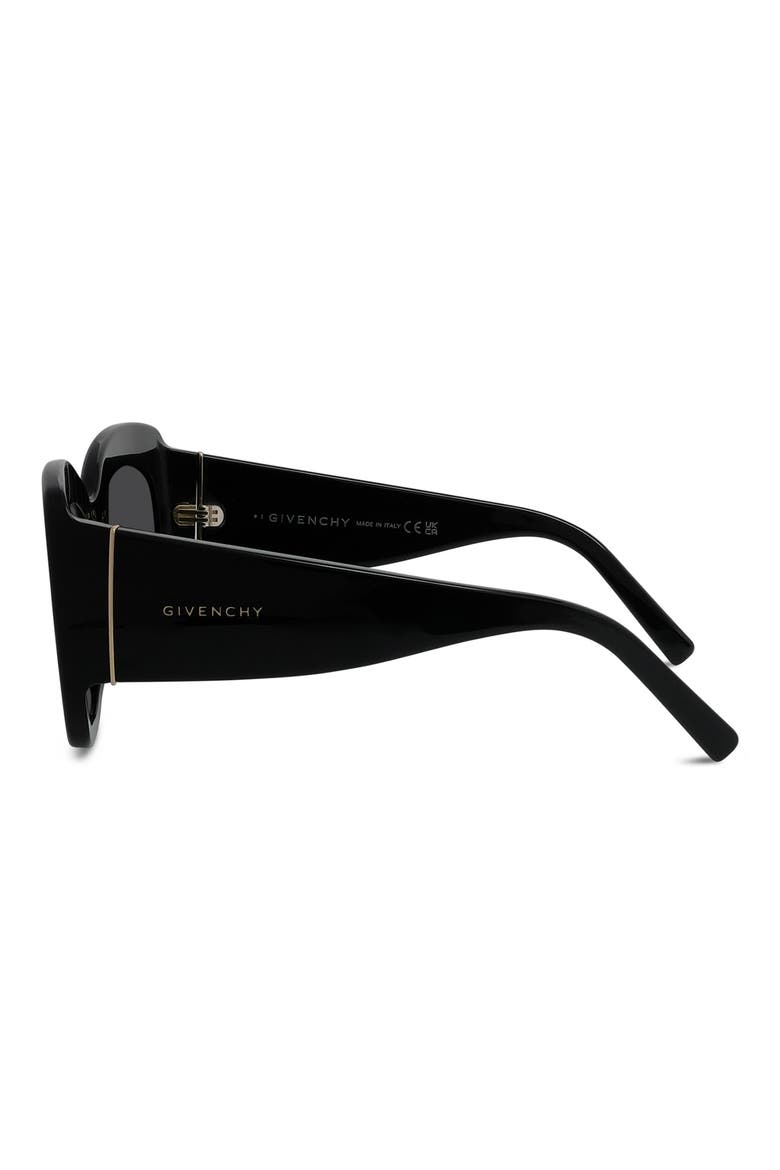 Bold 53mm Gradient Butterfly Sunglasses, Alternate, color, SHINY BLACK / SMOKE