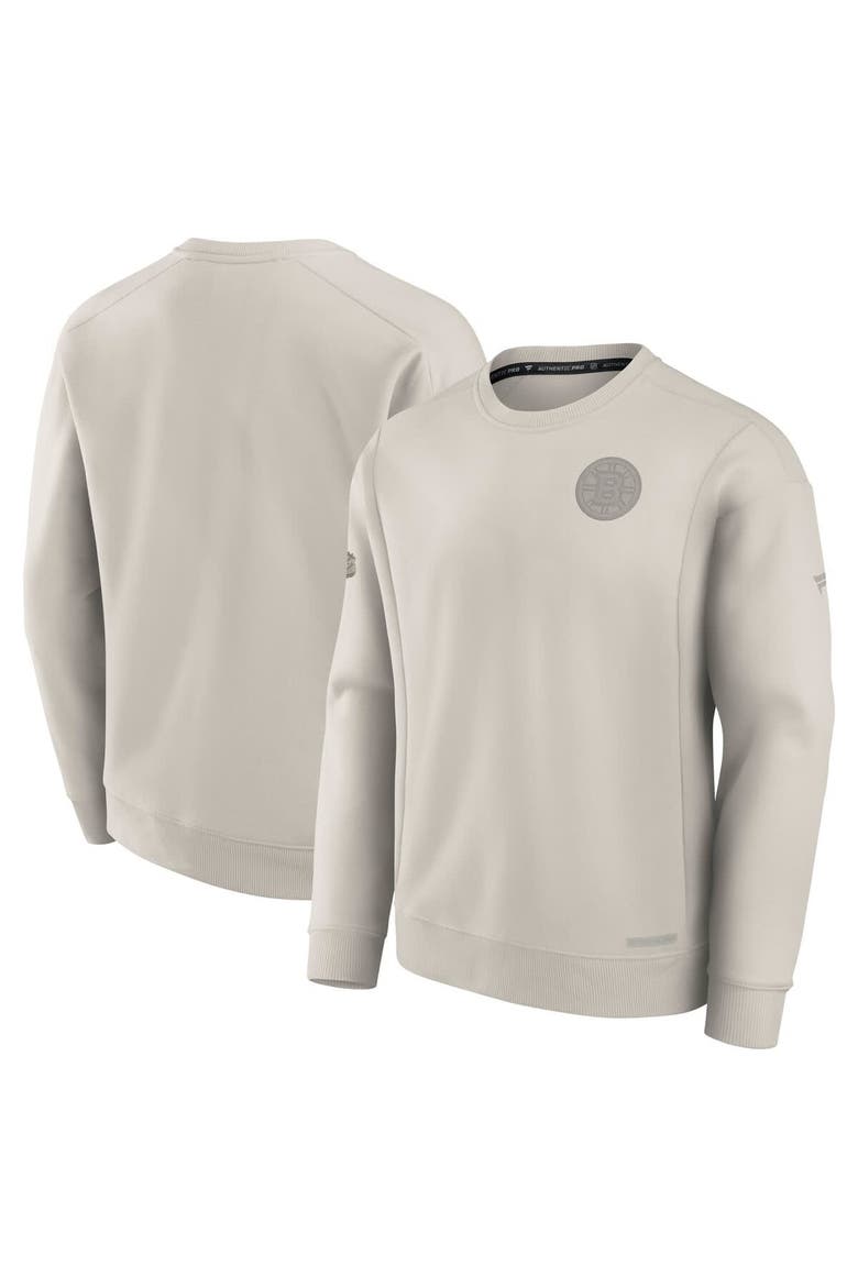 Men's Fanatics  Cream Boston Bruins Authentic Pro Road Fleece Pullover Sweatshirt, Alternate, color, Cream