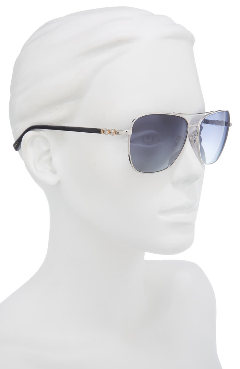 COACH 59mm Gradient Aviator Sunglasses, Alternate, color, Black Silver