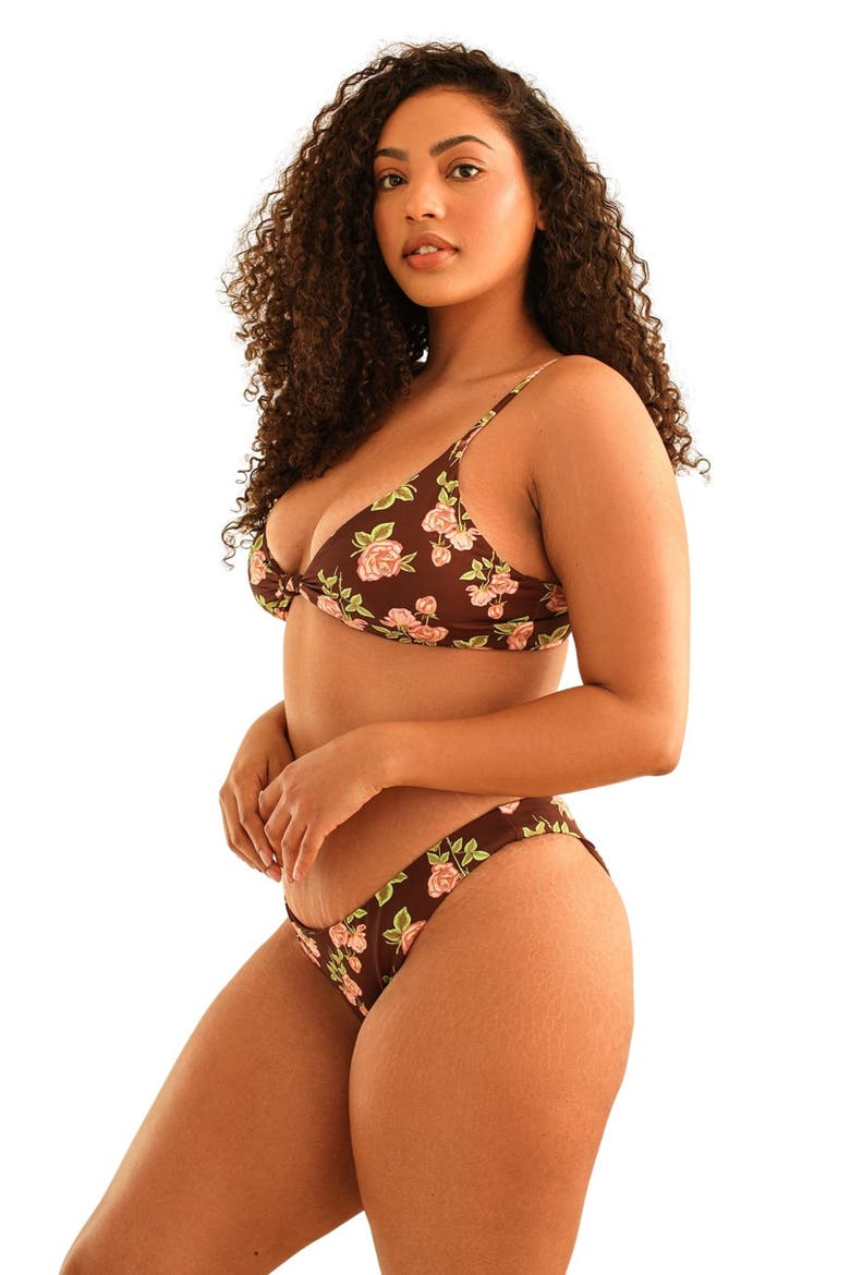 Zen Triangle Knotted Bikini Top, Alternate, color, Rosebud