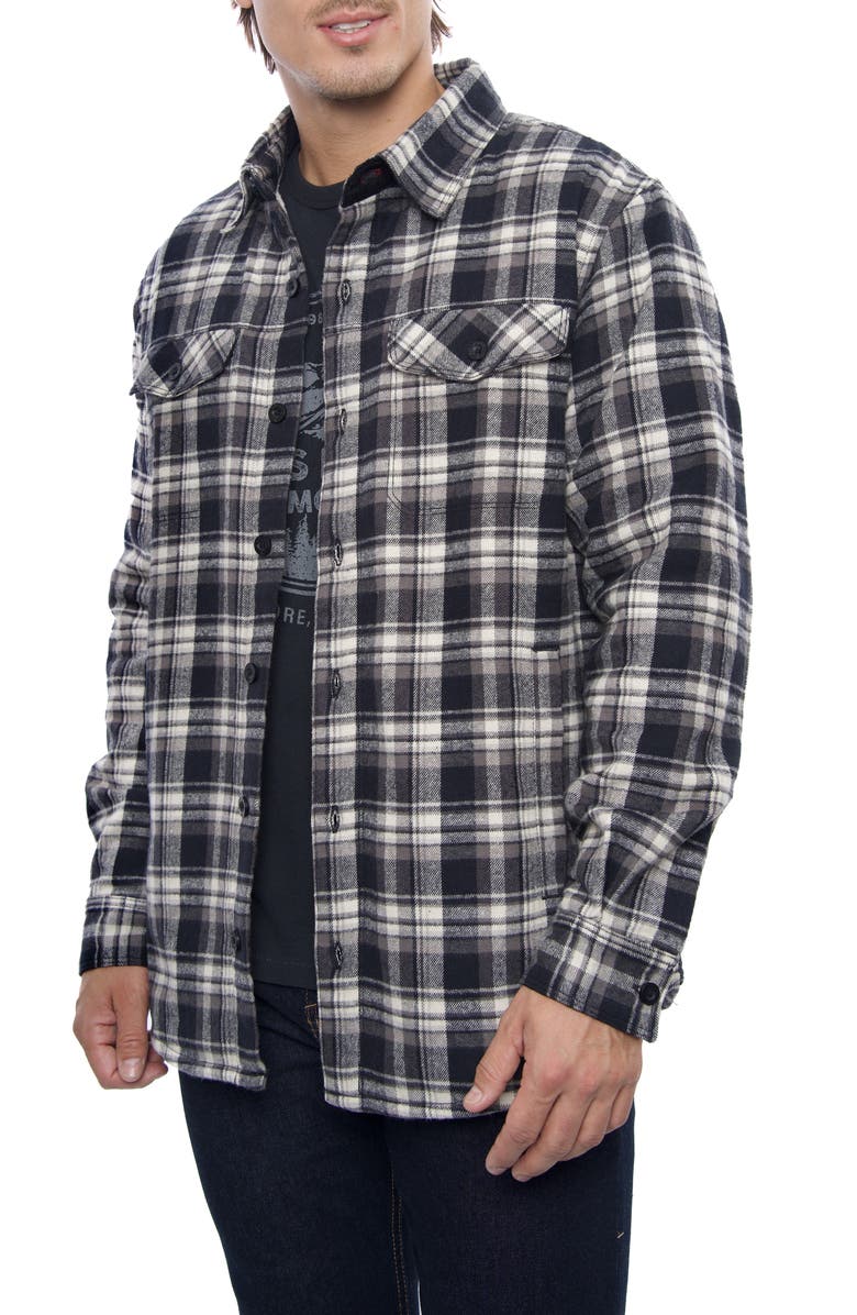 Rainforest Plaid Flannel Faux Shearling Lined Shirt Jacket, Alternate, color, 