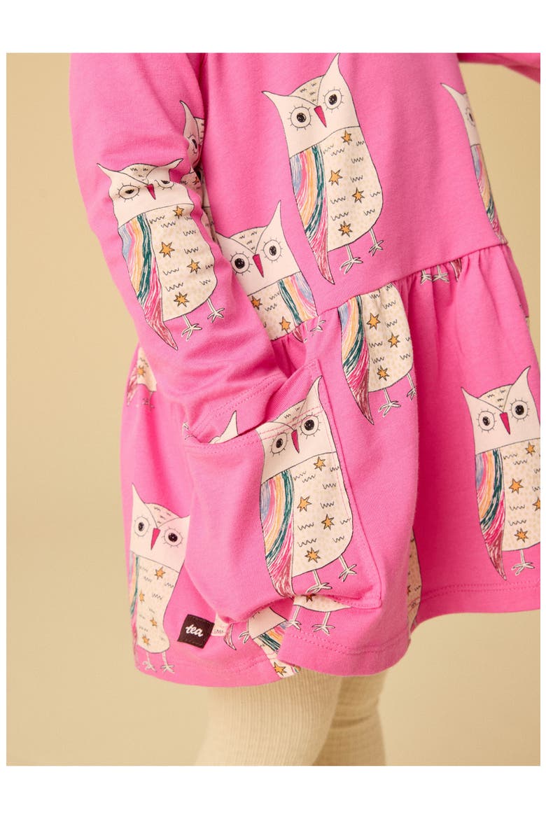 Long Sleeve Pocket Dress, Alternate, color, Rainbow Eagle Owl