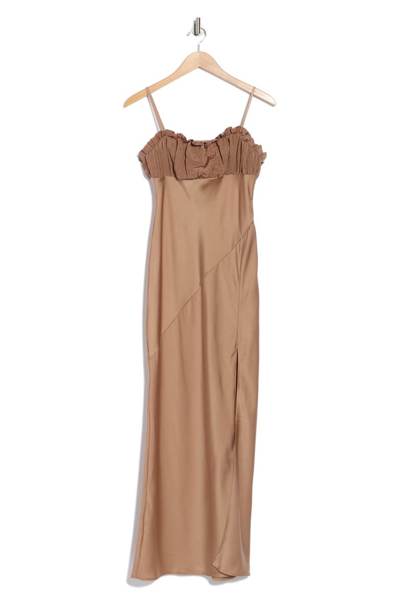 Frill Satin Gown, Alternate, color, BRONZE