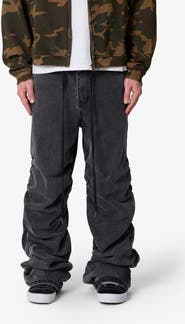 mnml Ruched Denim Wide Leg Jeans