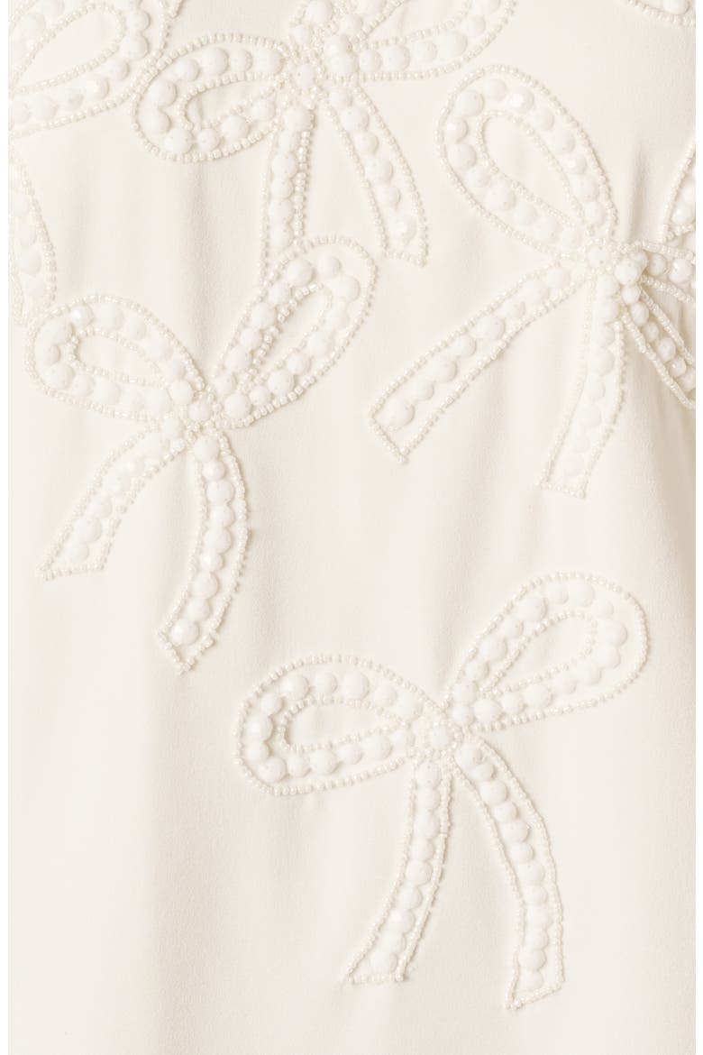 Beaded Bow Crepe Shift Dress, Alternate, color, IVORY