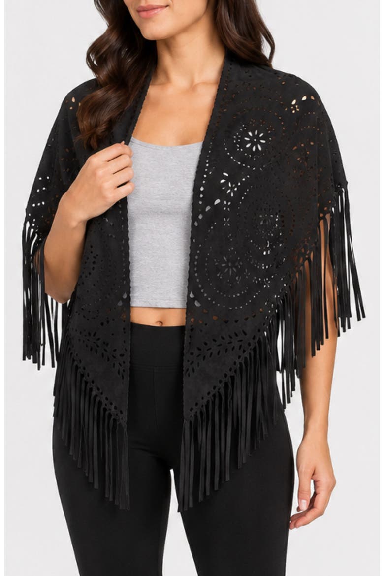 Western Fringe Shawl, Main, color, BLACK