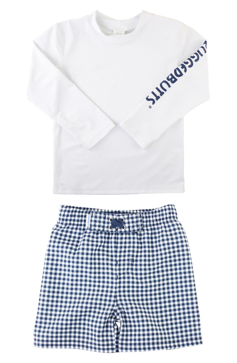 RuggedButts Long Sleeve Rashguard & Swim Trunks Set, Main, color, 