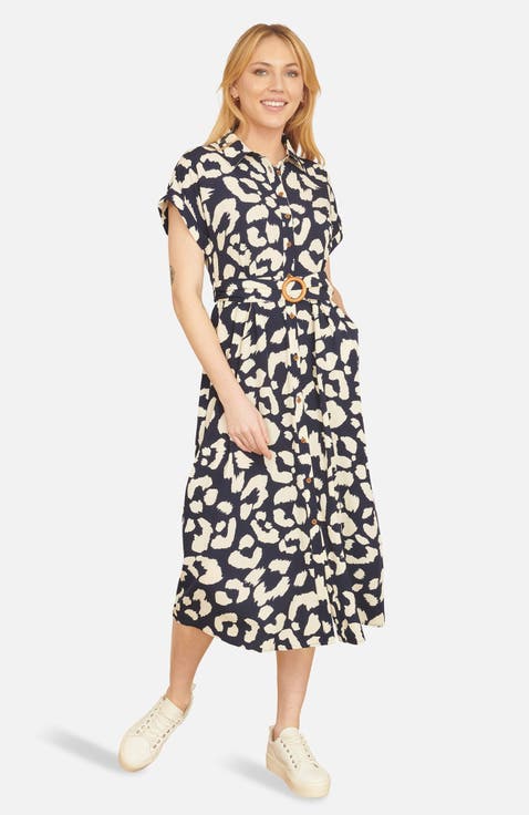Abstract Animal Print Relaxed Midi Dress