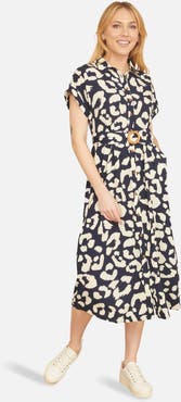 Yumi Abstract Animal Print Relaxed Midi Dress