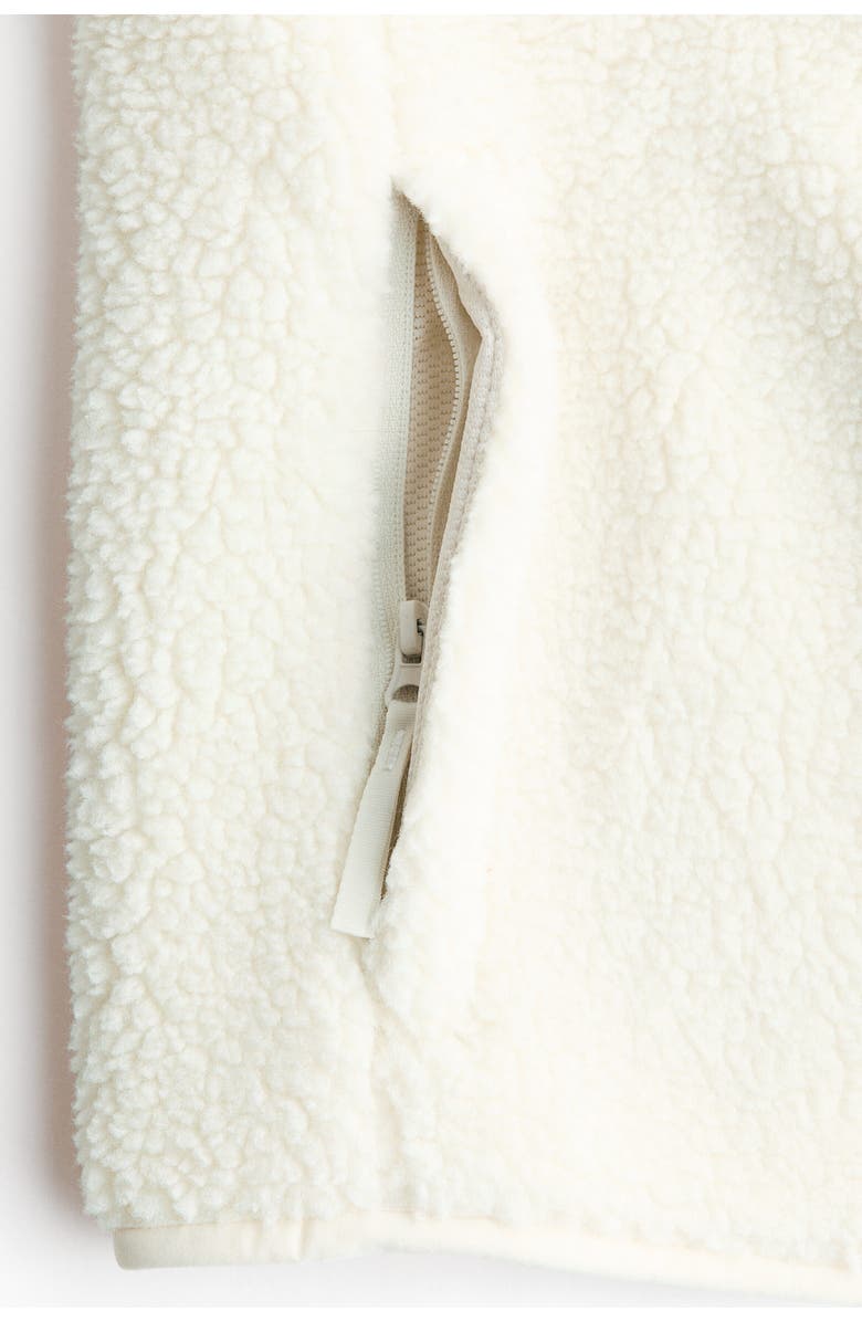 H&M Loose Fit Teddy Sports Gilet, Alternate, color, Ivory