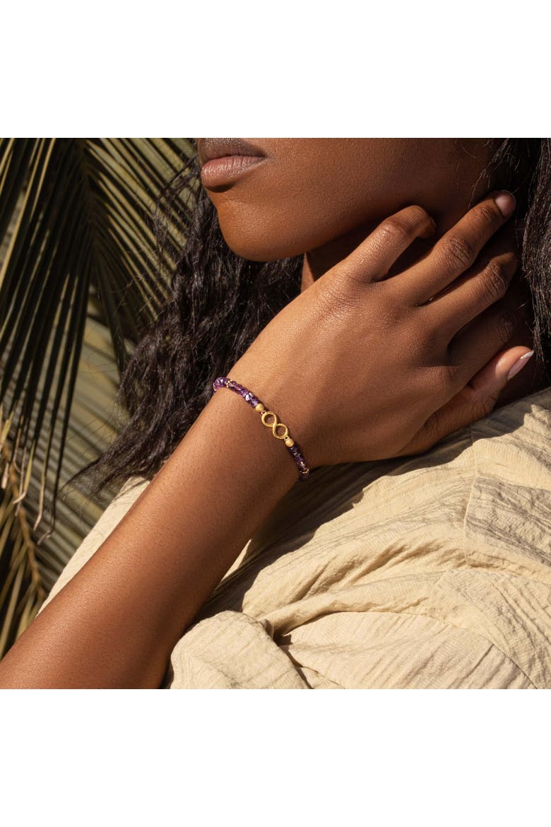 Eternal Bliss - Amethyst Infinity Charm Bracelet, Alternate, color, Purple/gold