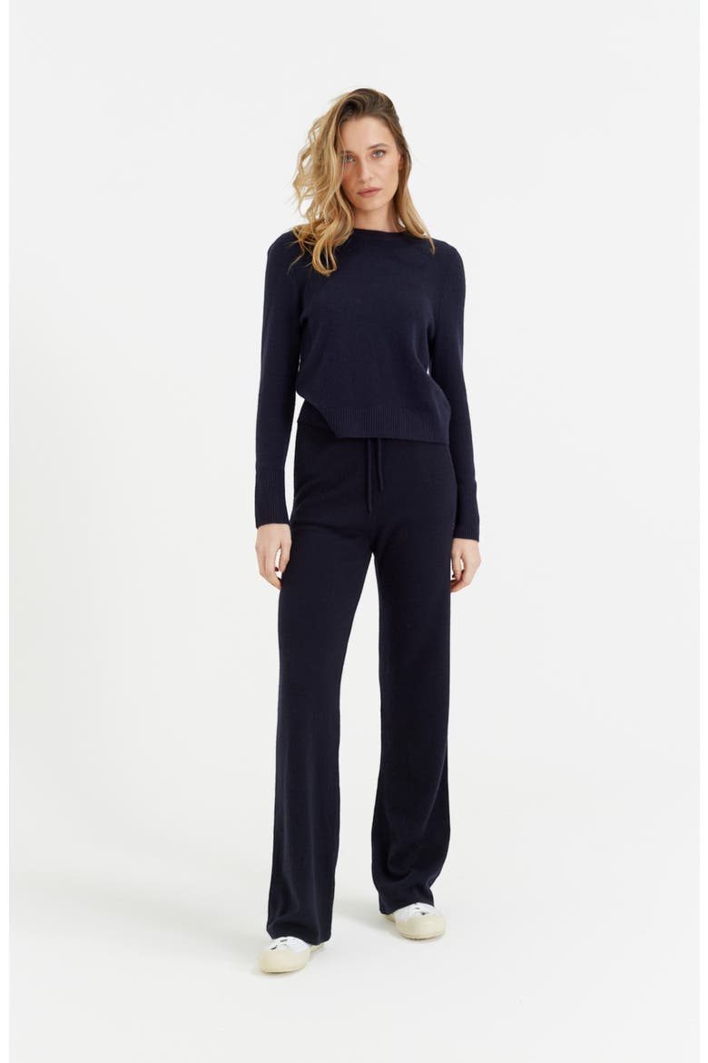 Pure Cashmere Wide Leg Pants, Alternate, color, Navy