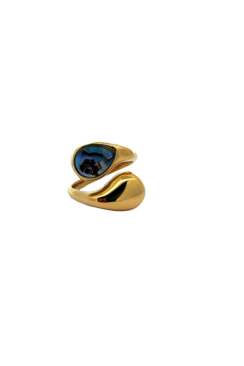 Oval Inlay Statement Ring, Main, color, Yellow