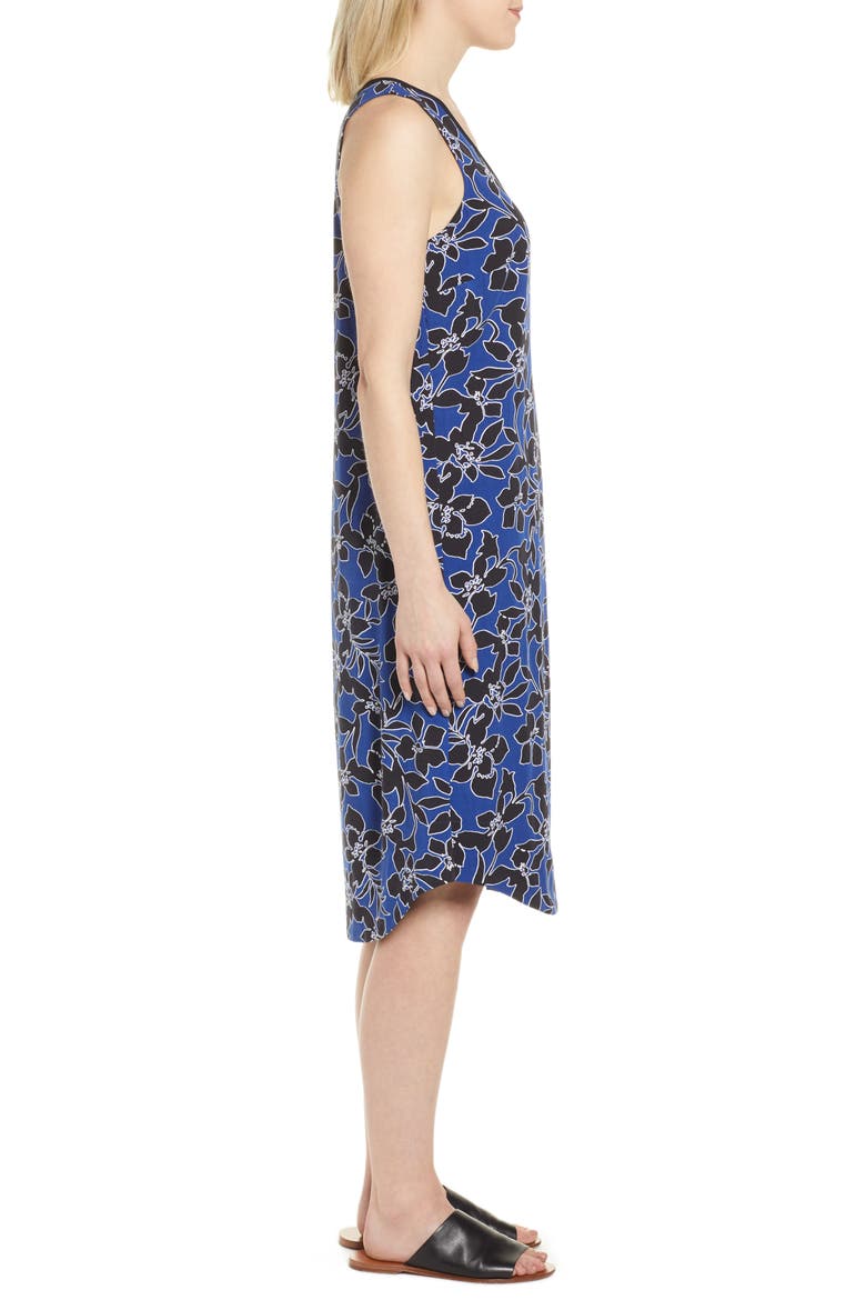 Forte Floral Shift Dress, Alternate, color, DARK COBALT