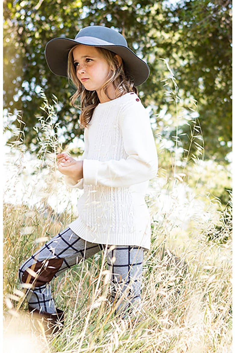Girls' Cable Button Sweater, Kids, Alternate, color, White