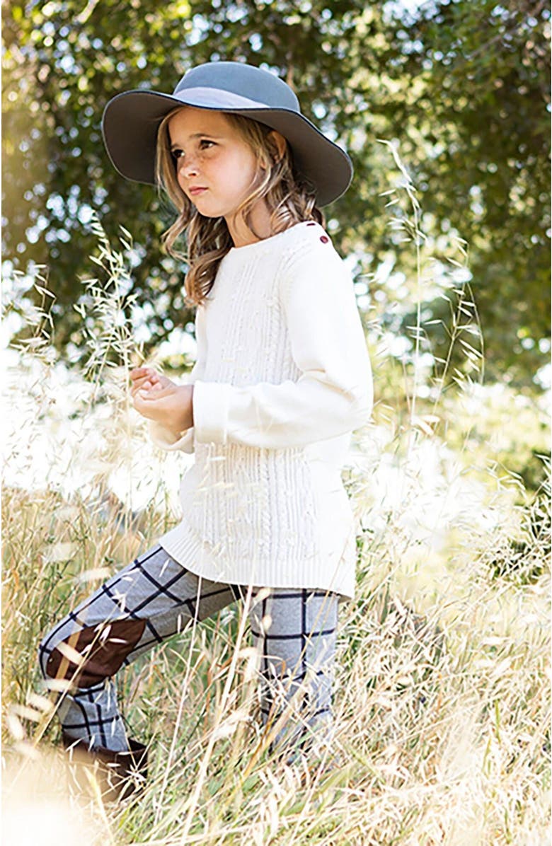 Hope & Henry Girls' Cable Button Sweater, Kids, Alternate, color, White