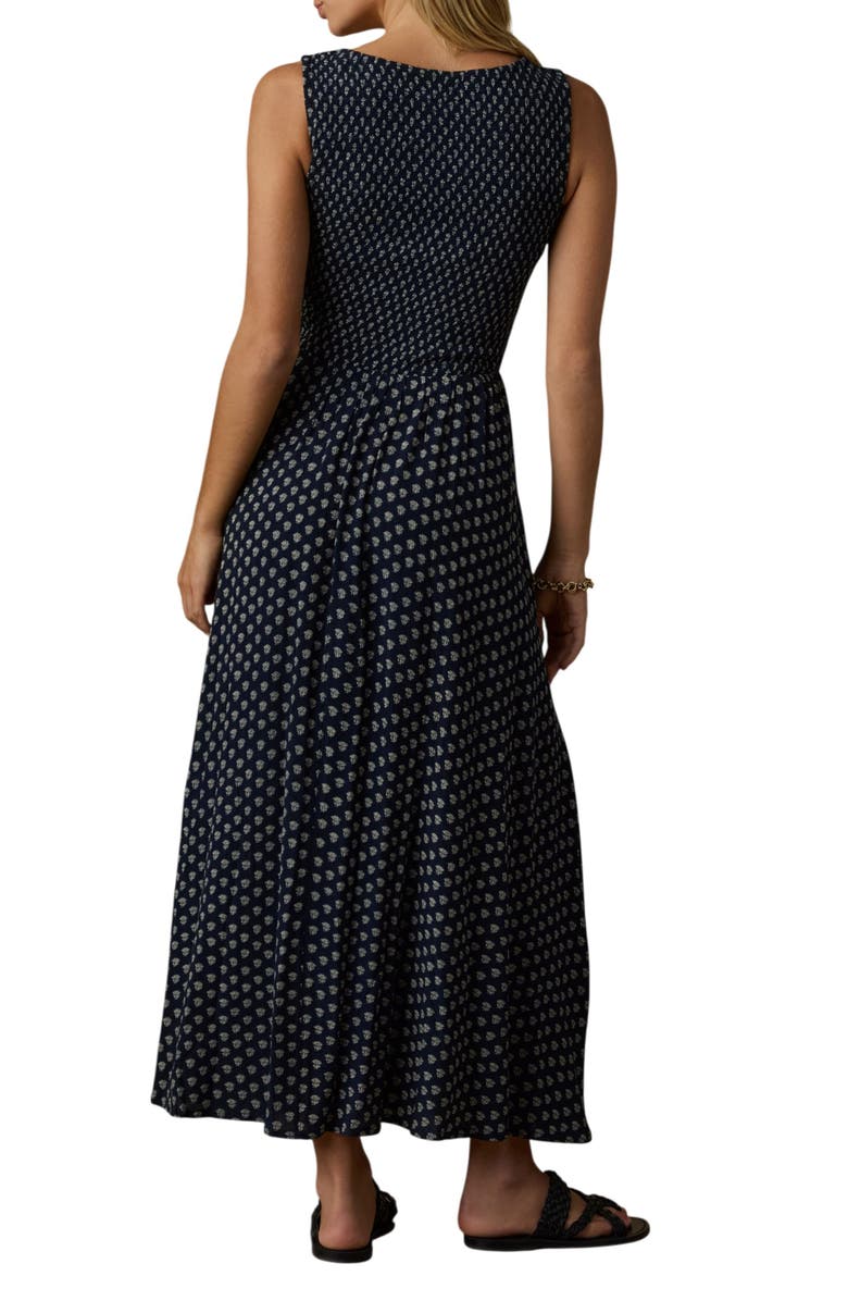 Faherty Sophia Smocked Sleeveless Maxi Dress, Alternate, color, Navy Lotus Floral