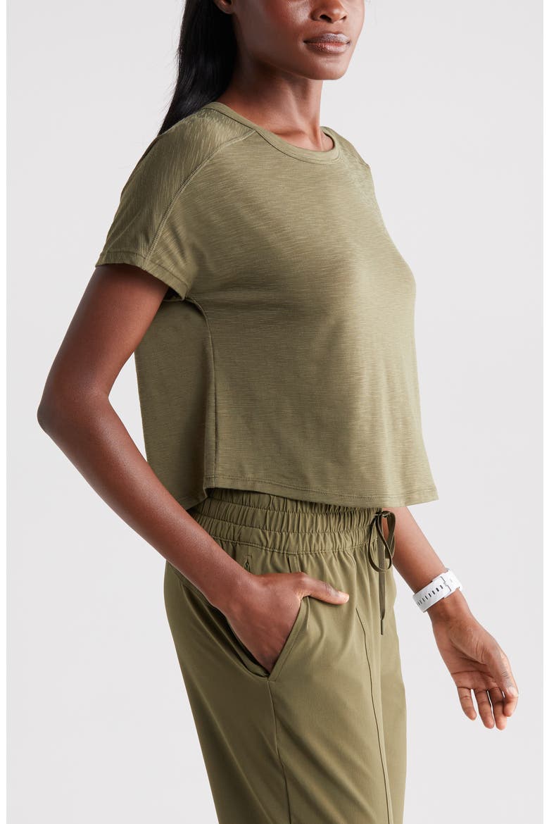 Spark Boxy Slub T-Shirt, Alternate, color, OLIVE NIGHT